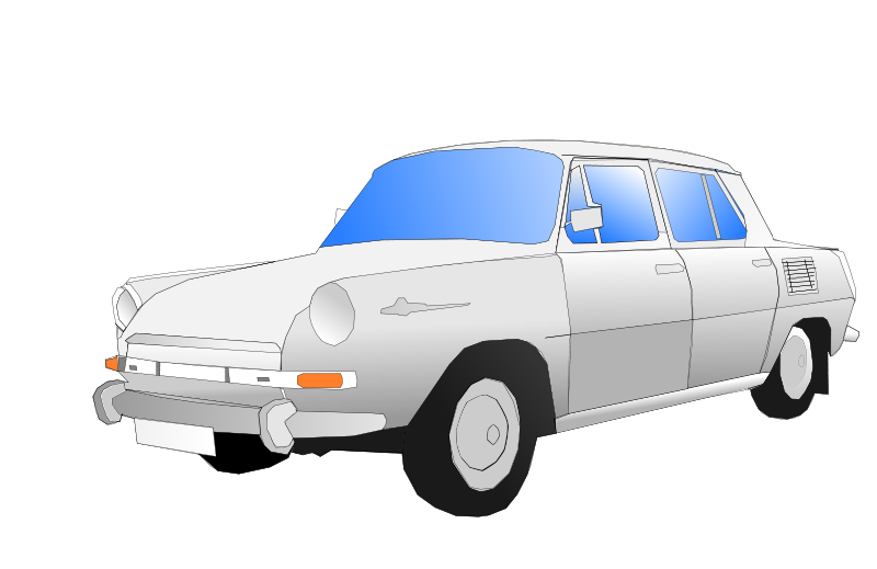 A White Car With Blue Windows