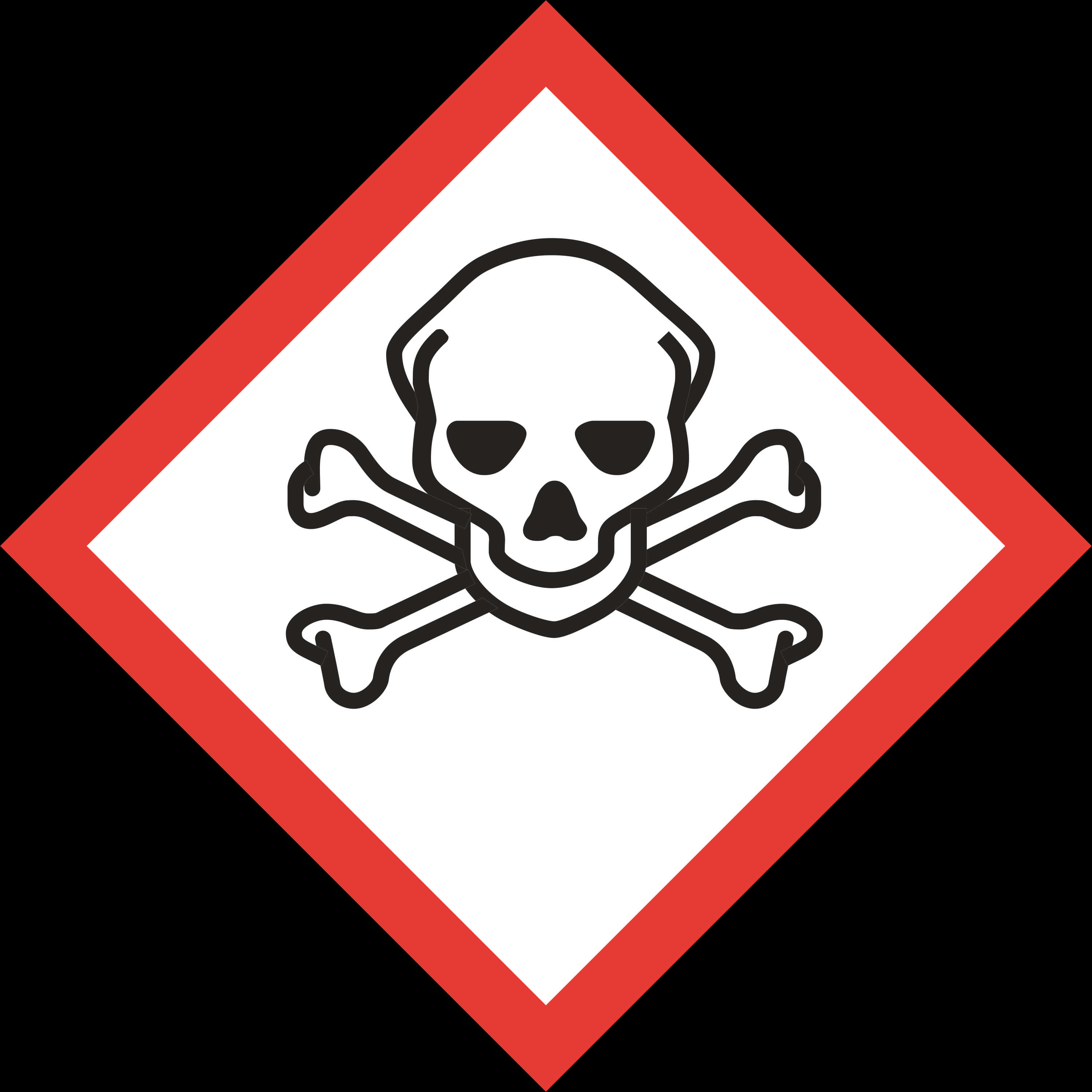 A Sign With A Skull And Crossbones In A Red And White Diamond