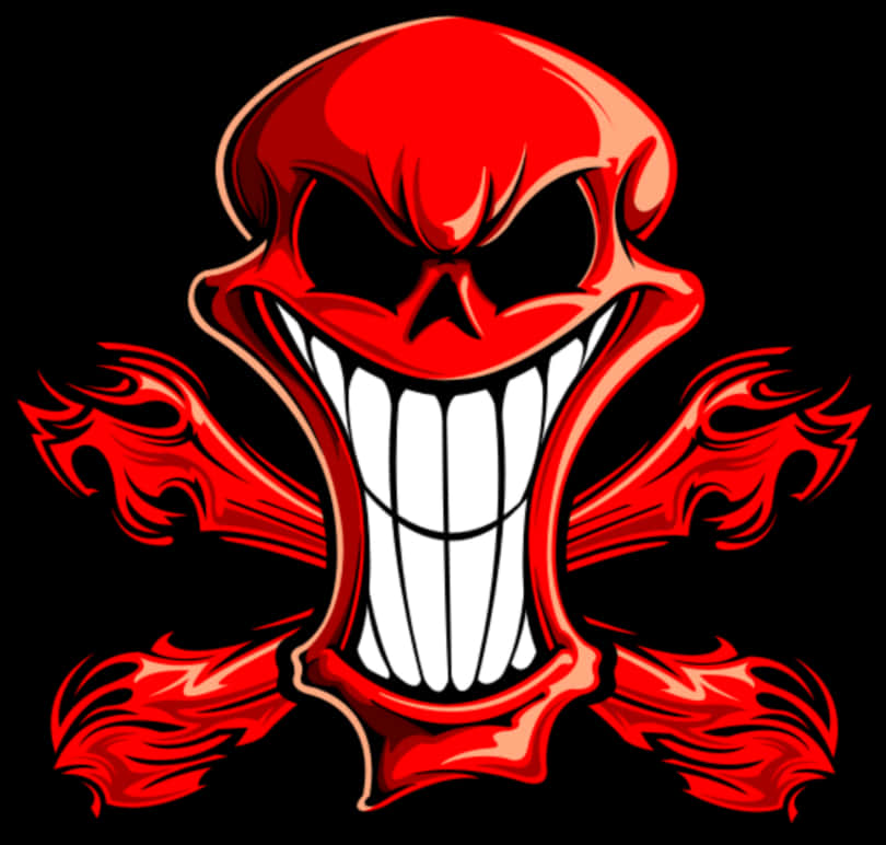 A Red Skull With A Black Background