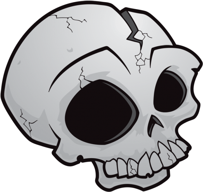 A Cartoon Skull With Cracked Teeth