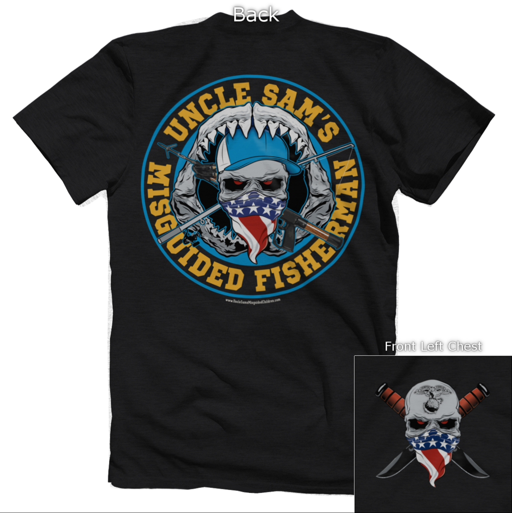 A Black Shirt With A Skull And A Flag On It