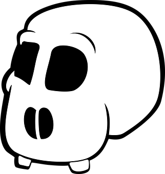 A White Cartoon Skull With A Black Background