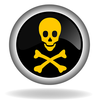A Yellow Skull And Crossbones In A Circle