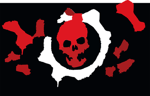 A Red Skull On A Black Background