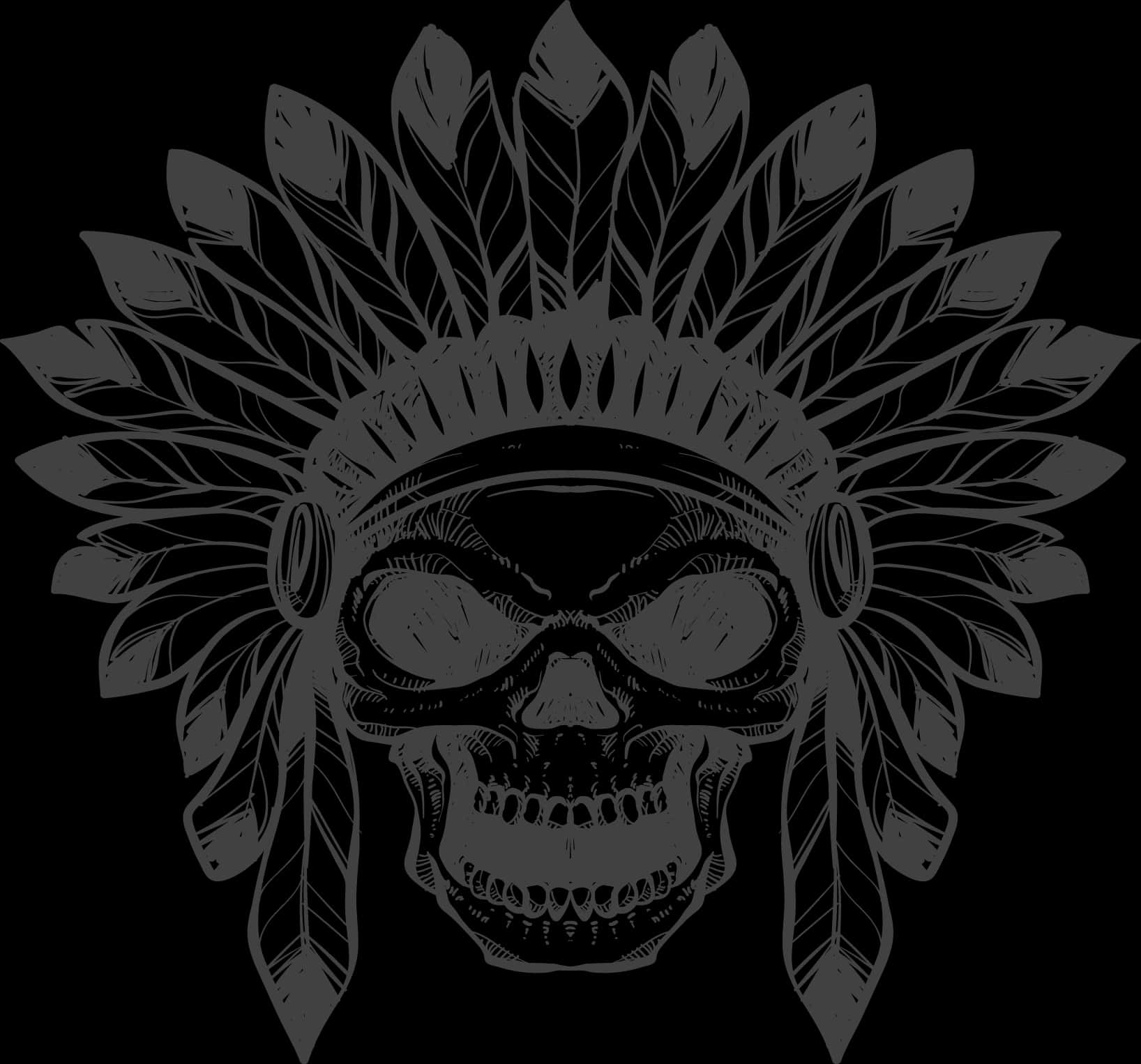 Skull Tattoo Clipart Png Image - Skull War Bonnet