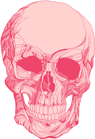 A Pink Skull With Black Background