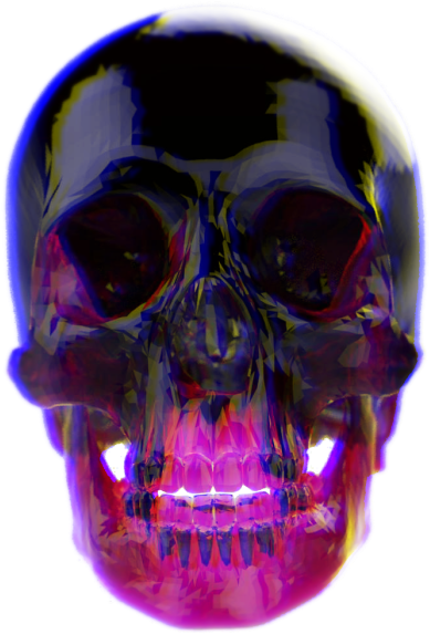 A Skull With Red And Blue Lights