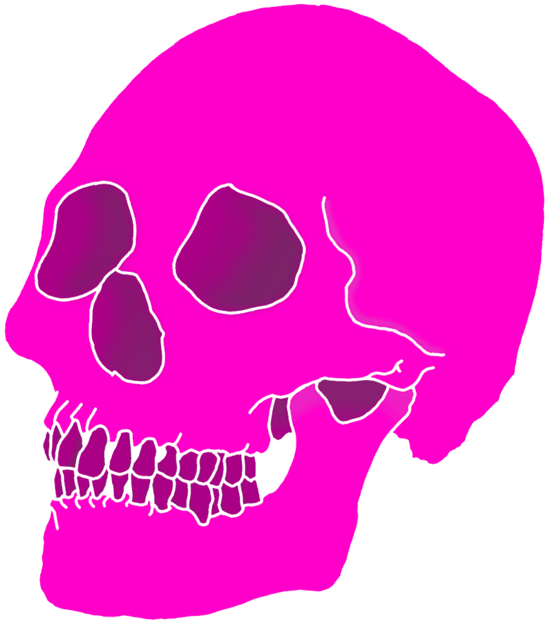 A Pink Skull With White Outline