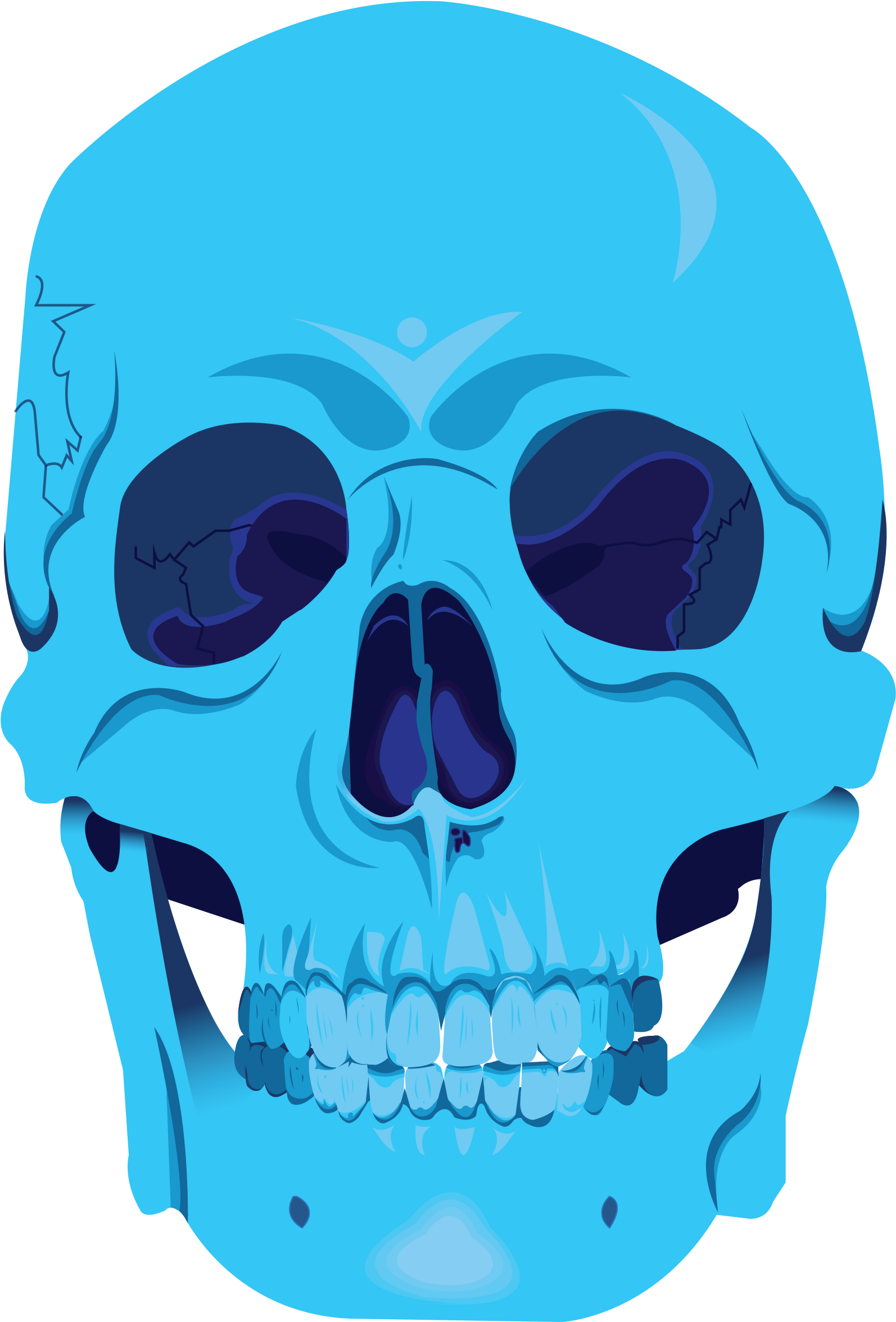 A Blue Skull With A Black Background