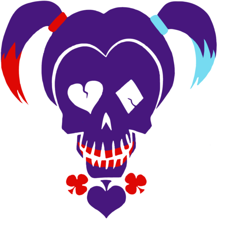 A Purple Skull With Pigtails And Hearts