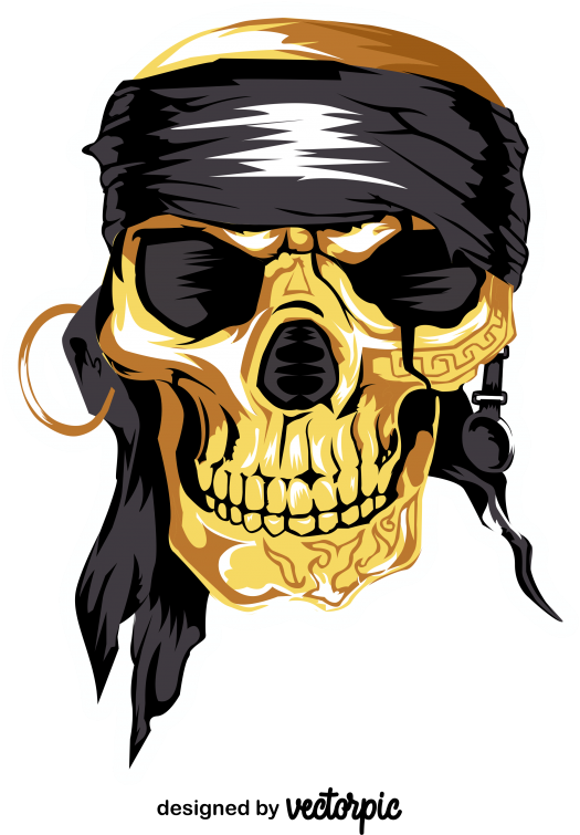 A Skull With A Bandana And A Black Bandana