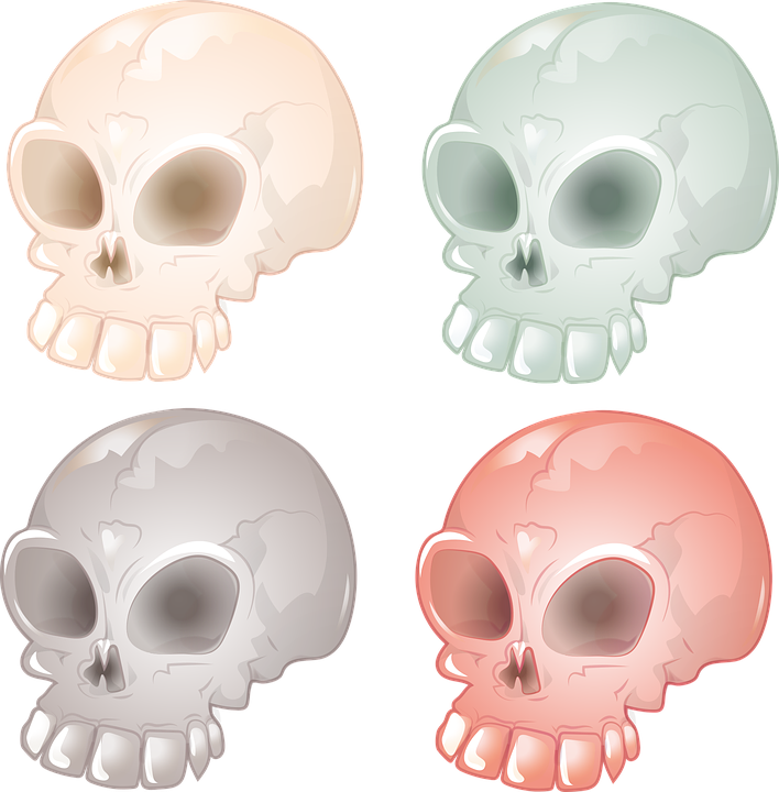 A Set Of Skulls With Different Colors