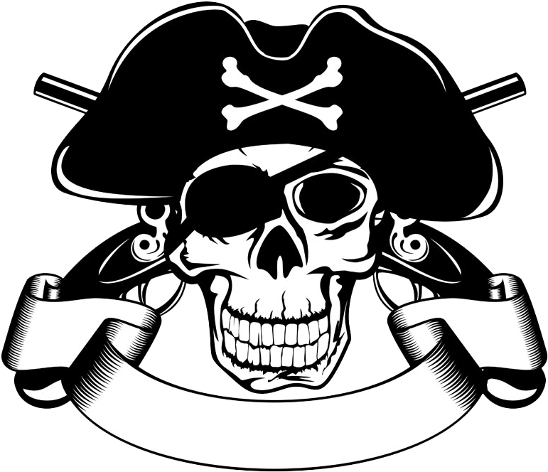 A Skull With A Hat And Two Crossed Guns