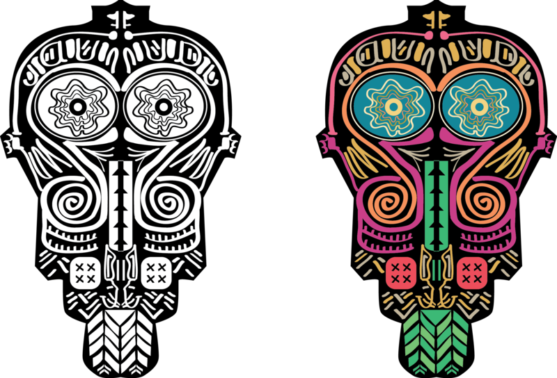 A Colorful Skull With Different Patterns
