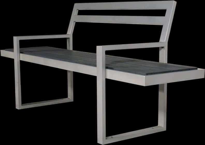 A Metal Bench With A Black Background