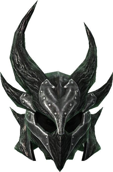 A Black Metal Mask With Horns