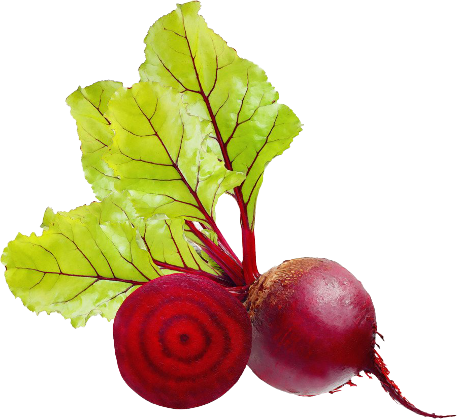 A Beet With Leaves On It