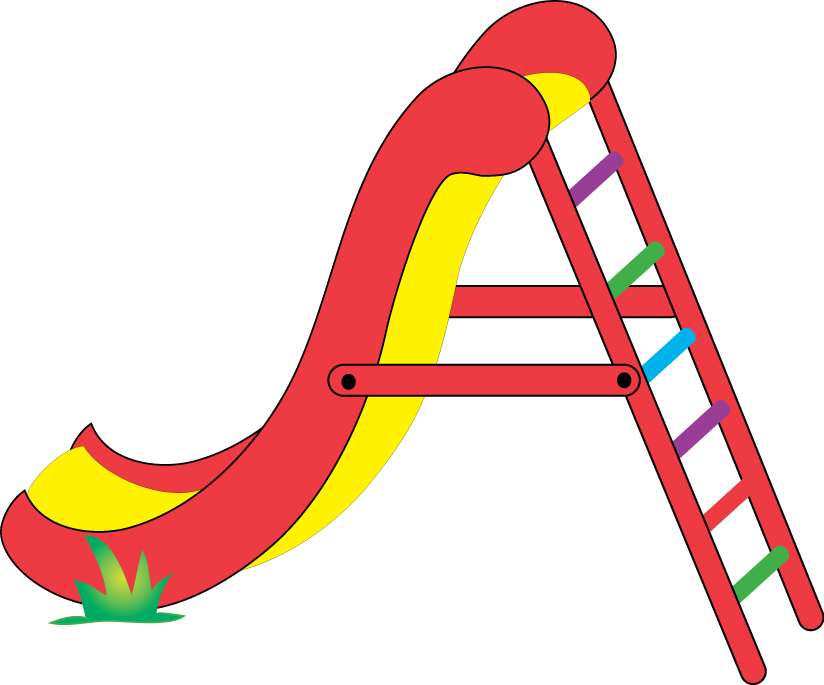 A Red Slide With Yellow And Red Ladders