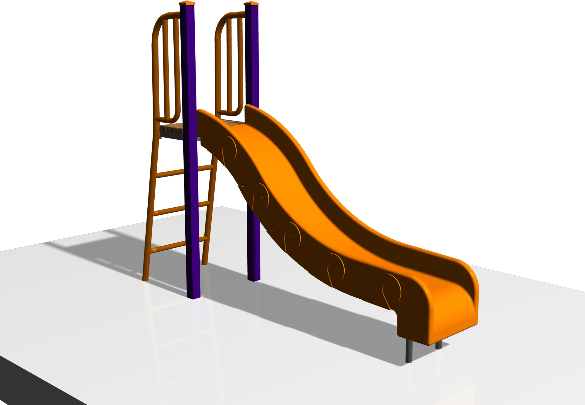 A Slide With Purple And Orange Poles