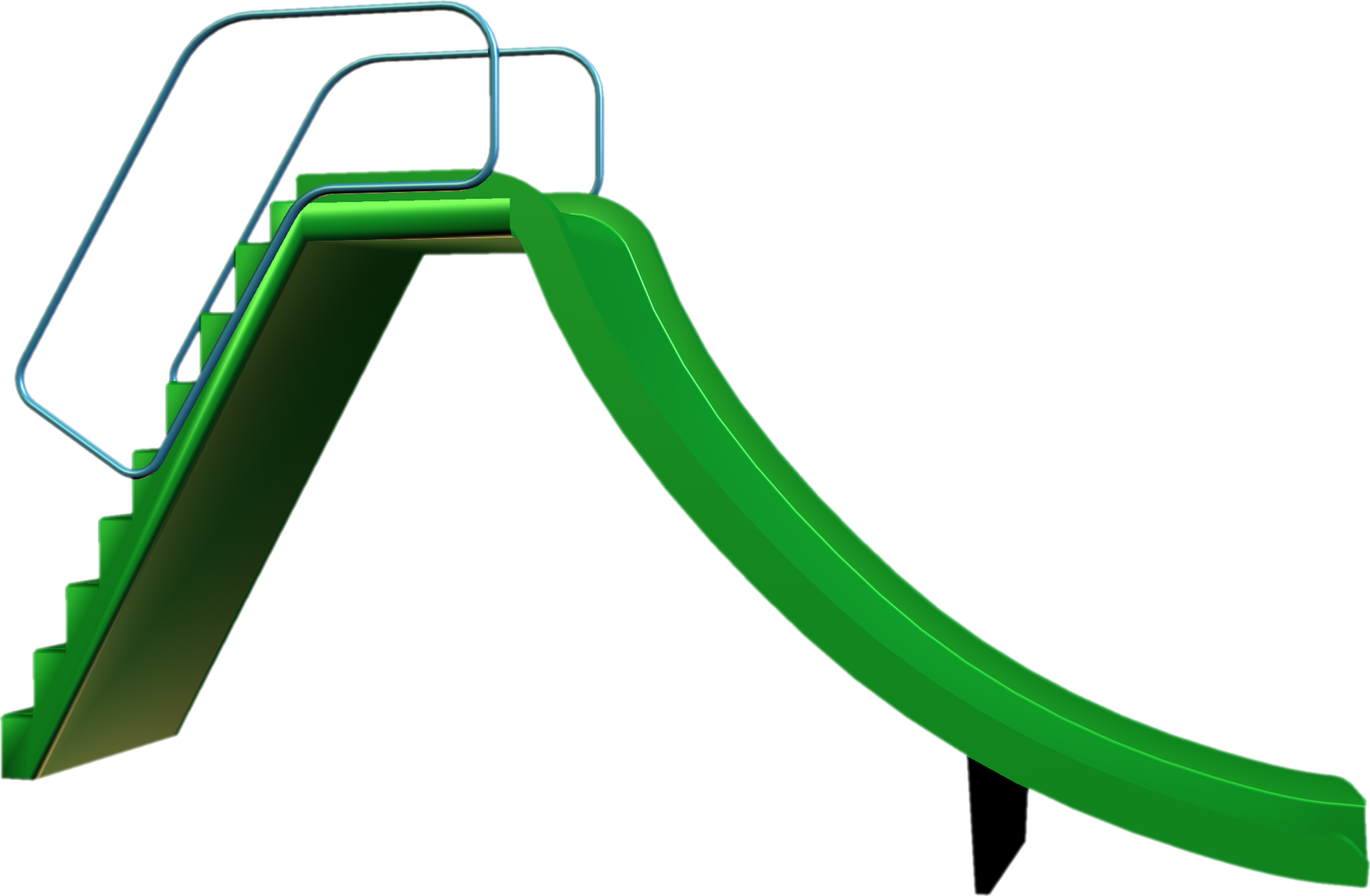 A Green Slide With Blue Railings