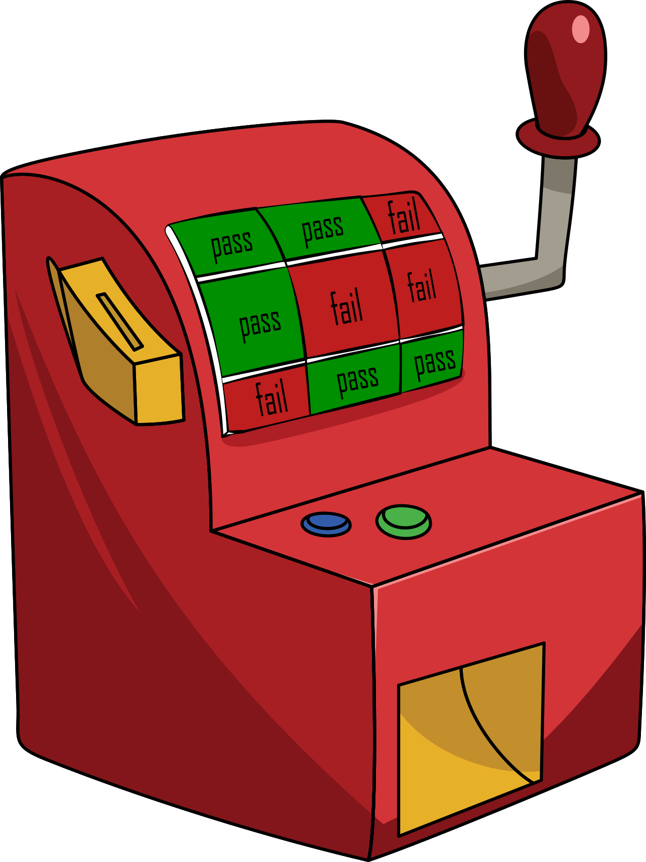 A Red Slot Machine With Buttons And A Red Handle