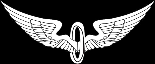 A White And Black Logo With Wings