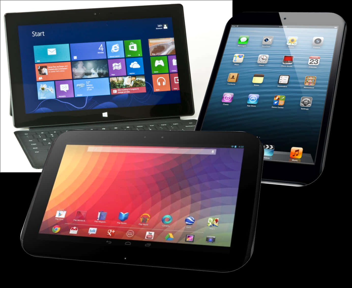A Group Of Tablets With A Laptop