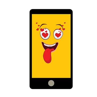 A Yellow Rectangular Object With A Cartoon Face And Tongue Out