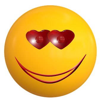 A Yellow Smiley Face With Red Hearts And A Smile