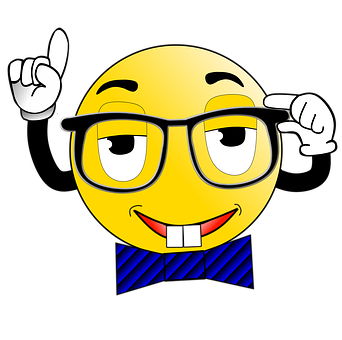 A Cartoon Of A Smiley Face Wearing Glasses