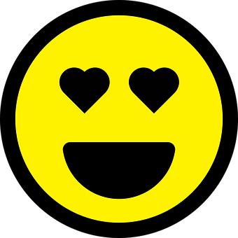 A Yellow Smiley Face With Hearts On Eyes
