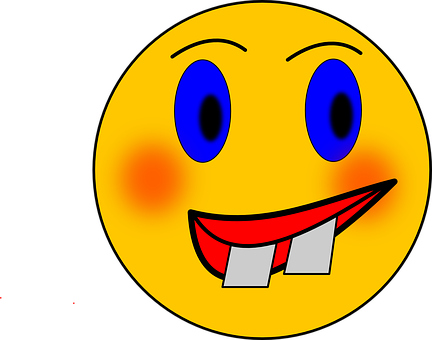A Yellow Smiley Face With Red Eyes And Teeth