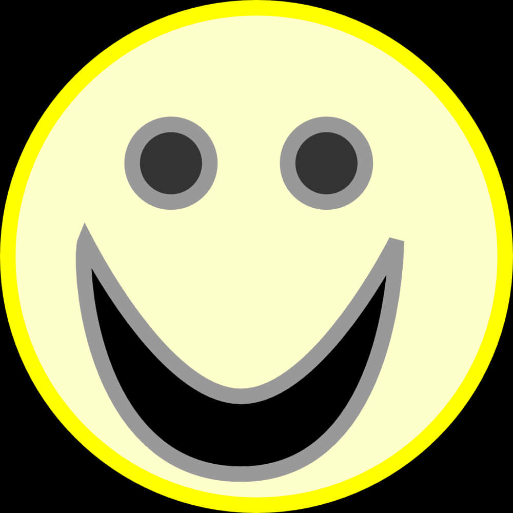 A Yellow Smiley Face With Black And Grey Outline