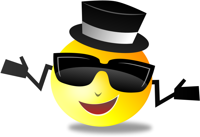 A Yellow Smiley Face With A Hat And Sunglasses