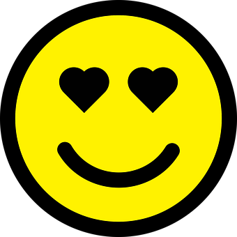A Yellow Smiley Face With Hearts On It