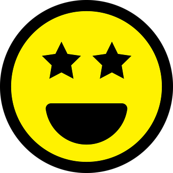 A Yellow Smiley Face With Stars On It