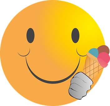 A Yellow Smiley Face With Ice Cream Cone