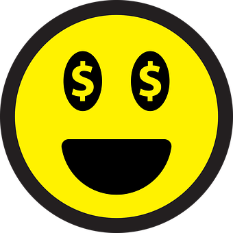 A Yellow Smiley Face With Dollar Signs On Eyes