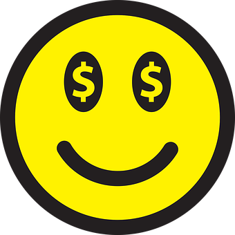 A Yellow Smiley Face With Dollar Signs