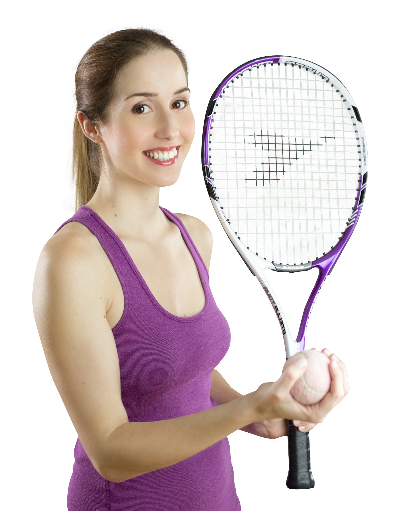 A Woman Holding A Tennis Racket And Ball