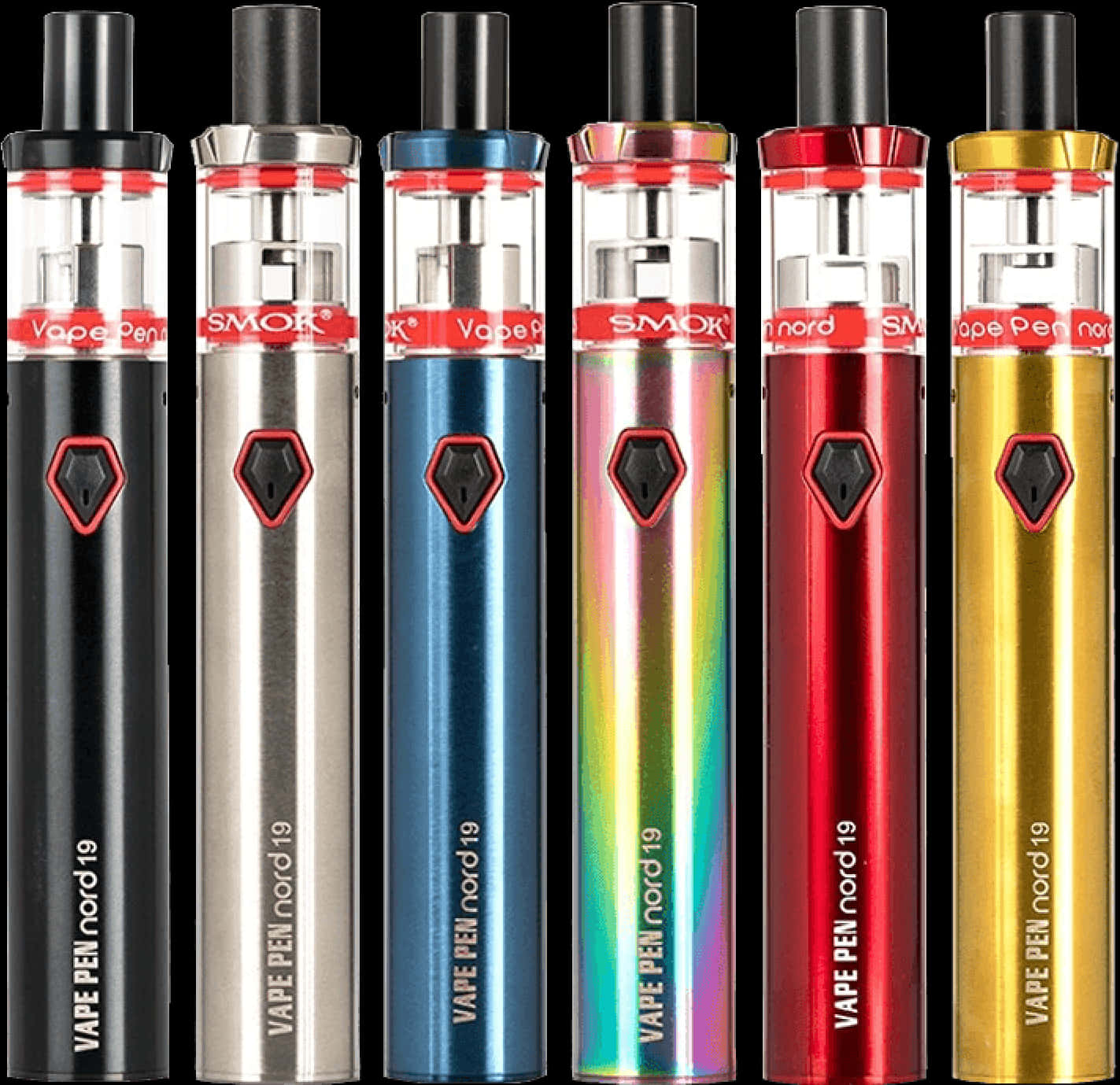 A Group Of Different Colored Electronic Cigarettes