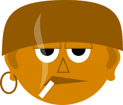 A Cartoon Face Of A Man With A Cigarette