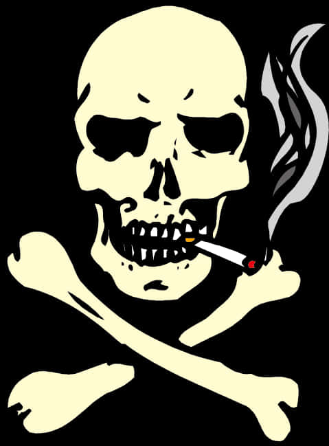 A Skull With A Cigarette In Its Mouth