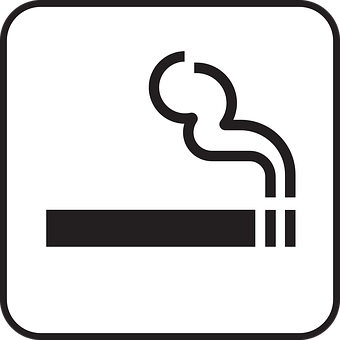 A Black And White Sign With A Smoking Cigarette