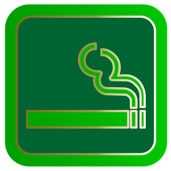 A Green Sign With A Smoking Sign