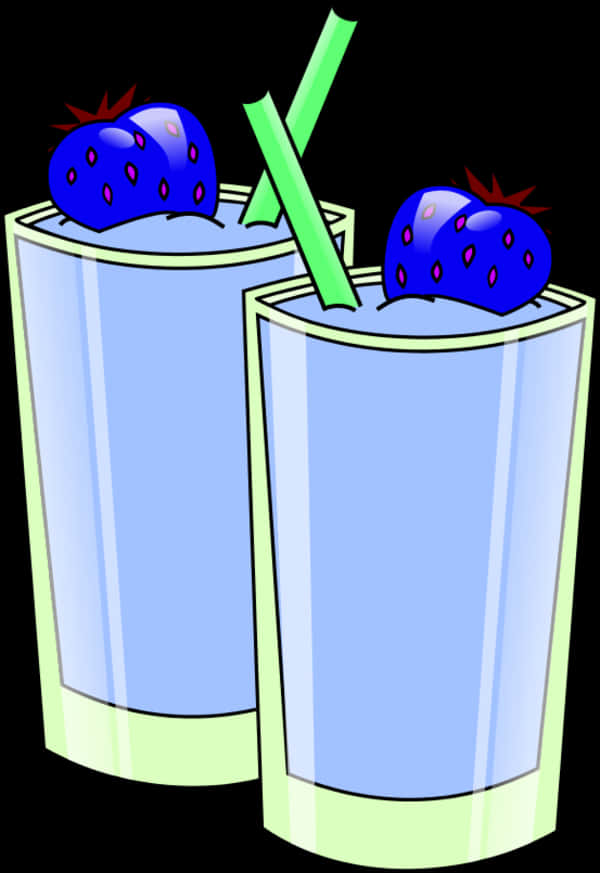 A Pair Of Blue Drinks With Straws