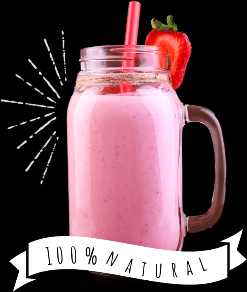 A Pink Smoothie In A Glass Jar With Straw And Straw