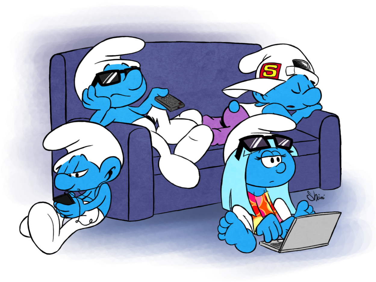 Cartoon Characters Sitting On A Couch