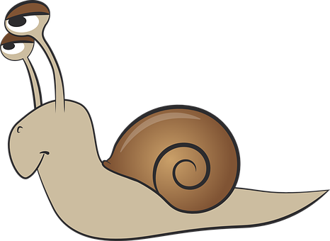 A Cartoon Snail With A Shell