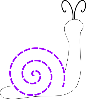 A White Snail With Purple Lines On It